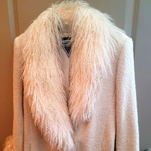 Brand new Mongolian hair white dress coat.